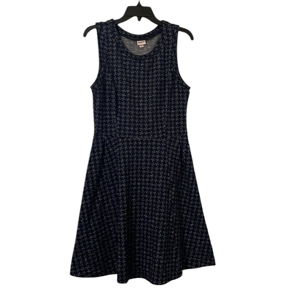 MERONA | Women’s Navy Blue Patterned‎ Midi Flowy Dress Size M